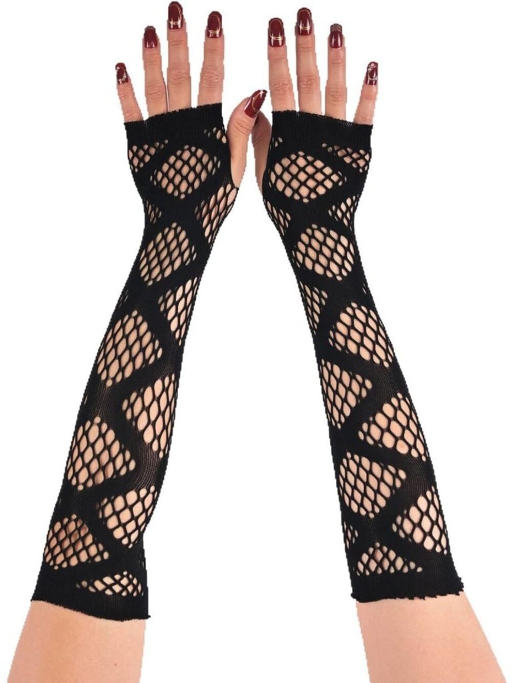 Women's Black Long Fishnet Fingerless Mesh Gothic Cosplay Party Gloves
